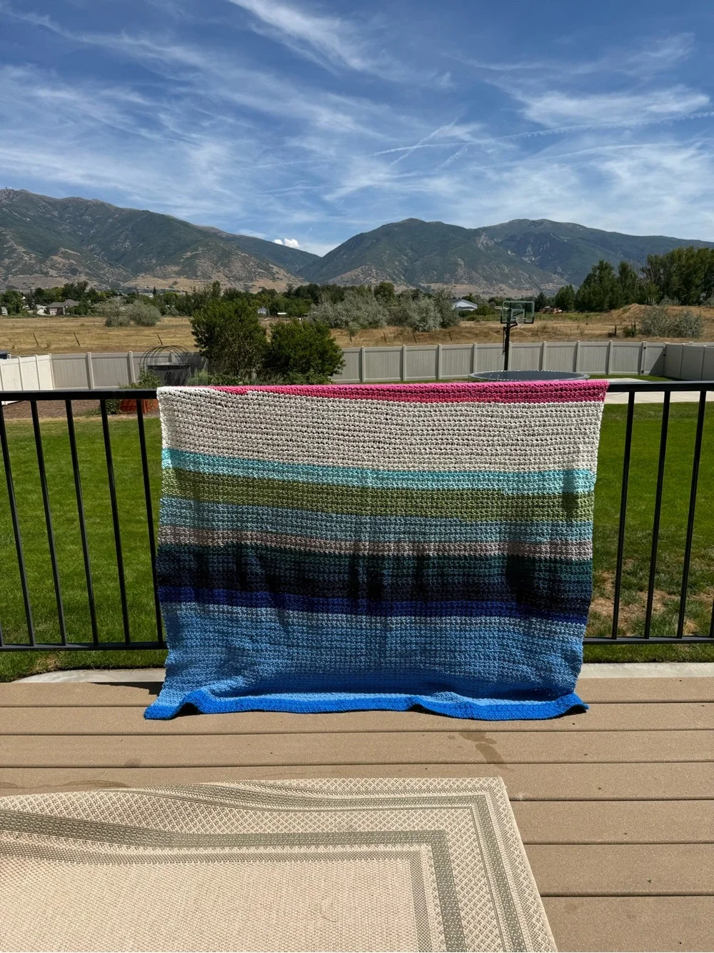 Colorful Striped Crochet Throw Blanket - Multicolor Stripes